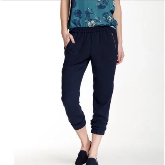 J Crew Joggers Size 8 Sydney Pull On Pants Elastic Waist Black Active Polyester - Picture 1 of 12